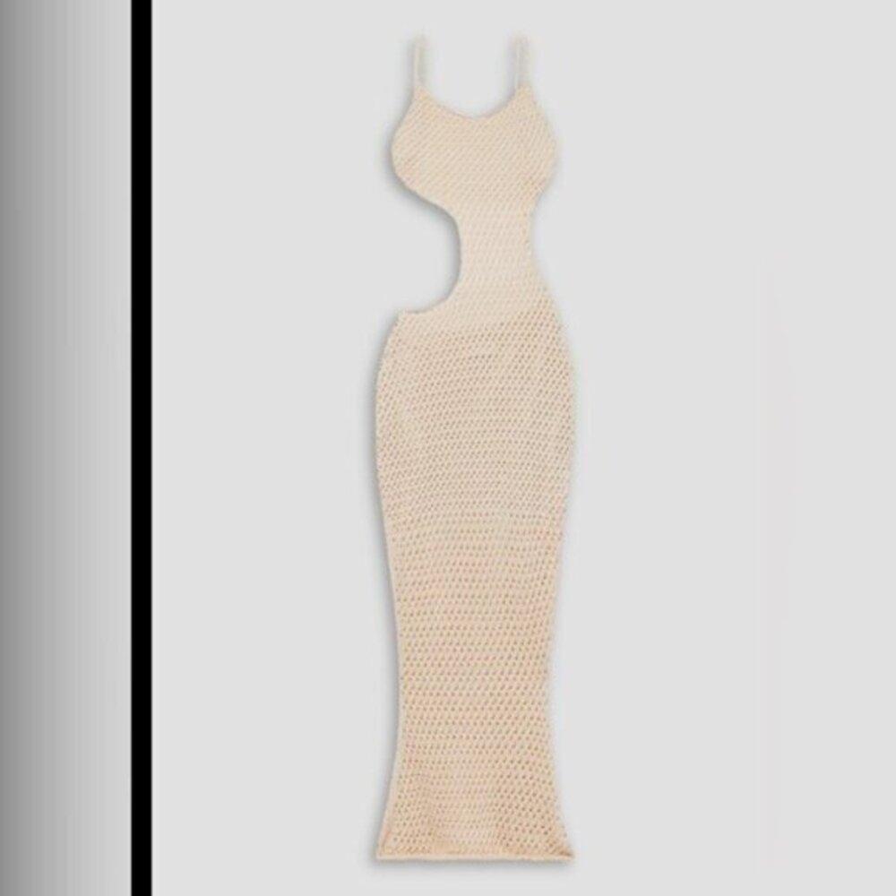 Savannah Morrow  Tiva Cream open back  Asymmetrical pima cotton l Knit Dress XL